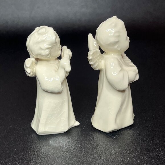 Goebel White Porcelain Musical Angel Figurines with Flute & Accordion - Picture 8 of 12